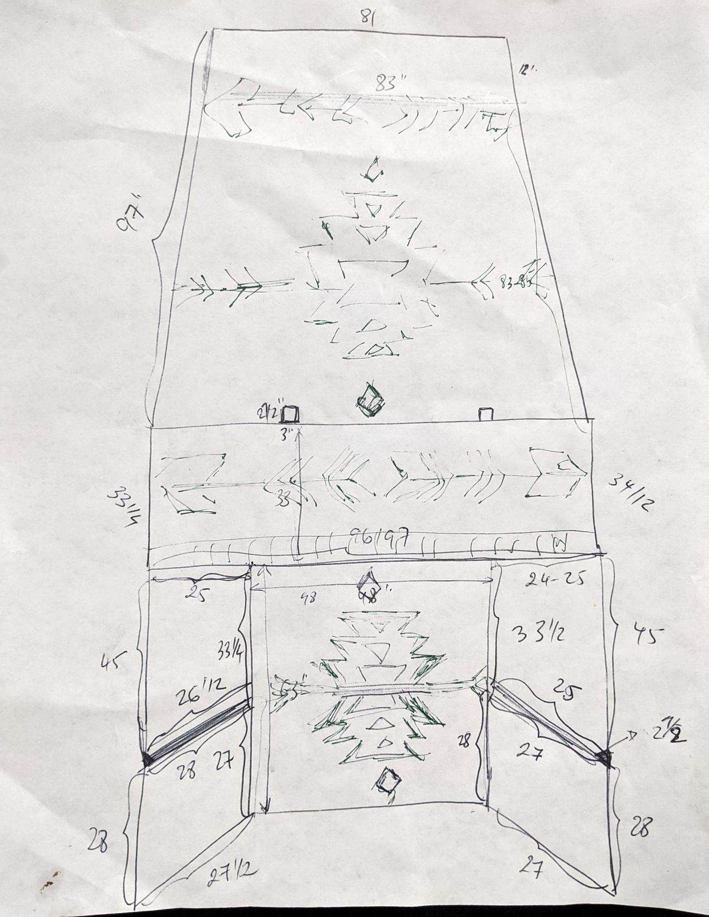 A plan drawing of carpet fit