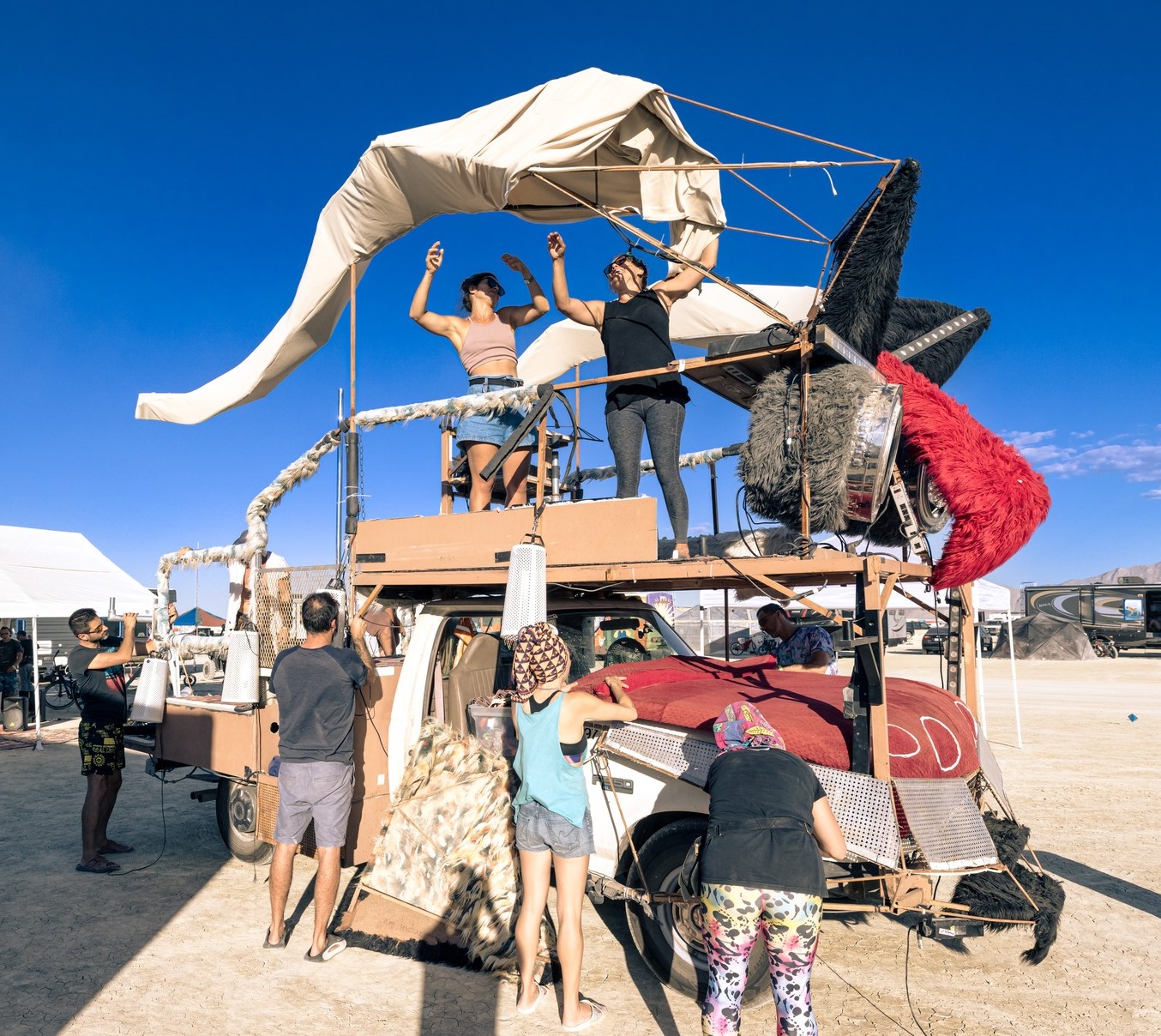 A photo of the car being assembled